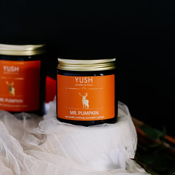 Mr. Pumpkin - Græskar Krydret Ingefær Soja Stearinlys - YUSH - 180ml