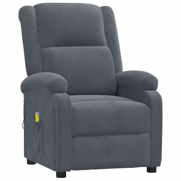 vidaXL Massagefåtölj, mörkgrå, klädd i sammet