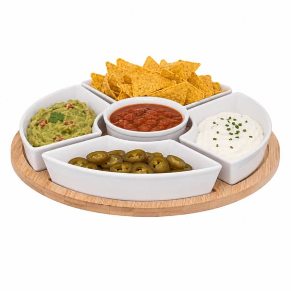 Runt snackset på en bricka