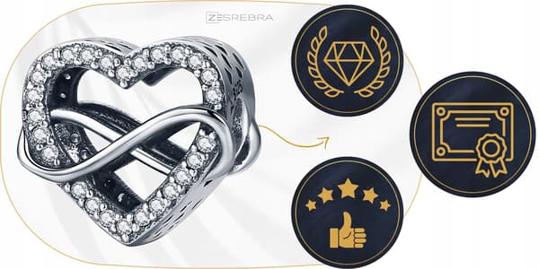 Infinity hjerte charms sølv 925 sølvperlevedhæng pr 925