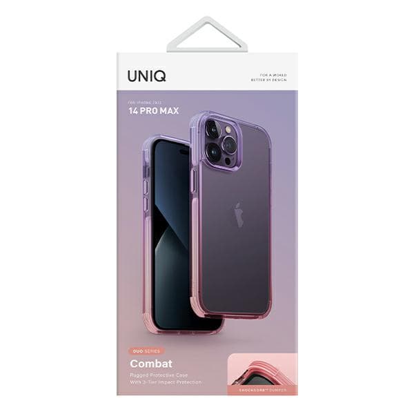 UNIQ Combat Duo-cover til iPhone 14 Pro Max, lilla pink