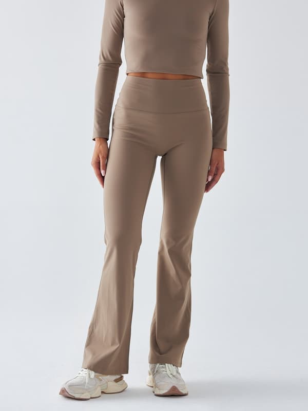 Beige Utsvängda Leggings - Morning Dew M