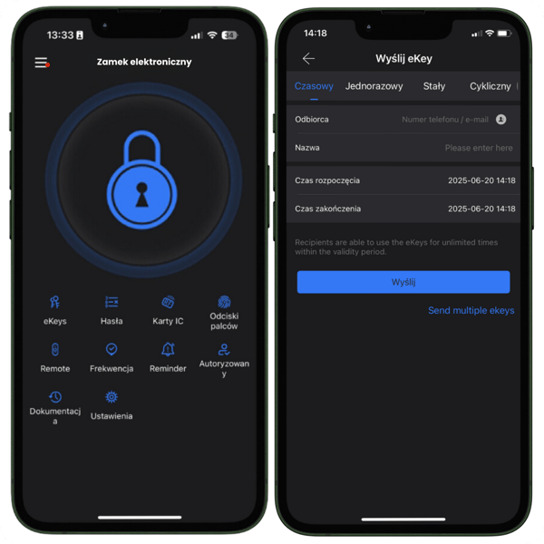 WK3 TTLock trådlöst tangentbord