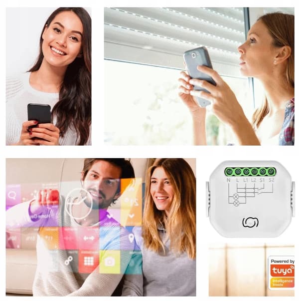 Tuya Smart Wi-Fi Bluetooth 2-kanals inbyggd reläkontroller