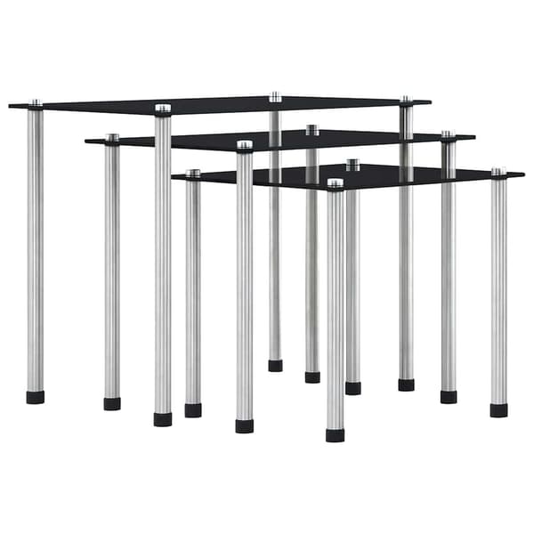 vidaXL 3-pak slidsborde, sort, hærdet glas