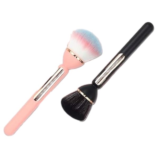 Puddermakeupbørster 2 stk. sort + lyserød
