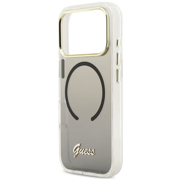 Guess IML Gradient Script Metal MagSafe -kotelo iPhone 17 Pro Maxille, musta