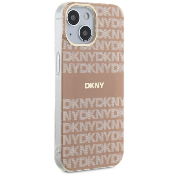 DKNY IML Mono & Stripe MagSafe-etui til iPhone 14, lyserød