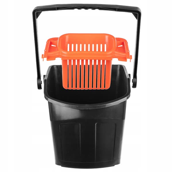 25L spand med vridemaskine FLAD MOPPE - SORT-ORANGE