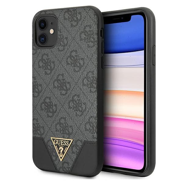 Guess 4G Triangle Collection-etui til iPhone 11 / Xr, grå