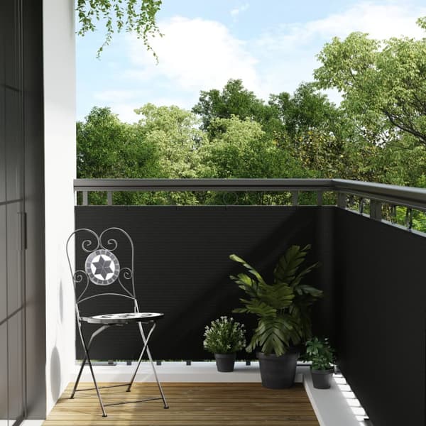 vidaXL balkonskærm, sort, 600x100 cm, polyrattan
