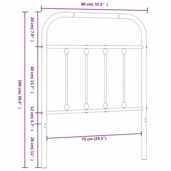 vidaXL metalsengegavl sort 75 cm