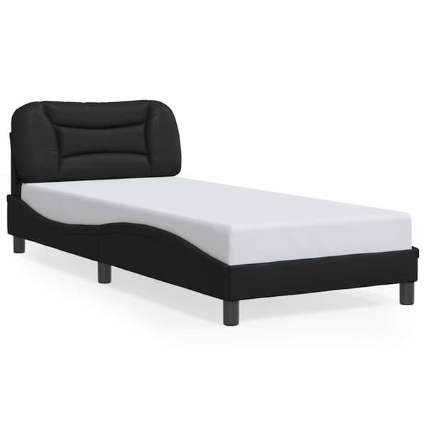 vidaXL sengestel med LED sort 90x200 cm kunstlæder