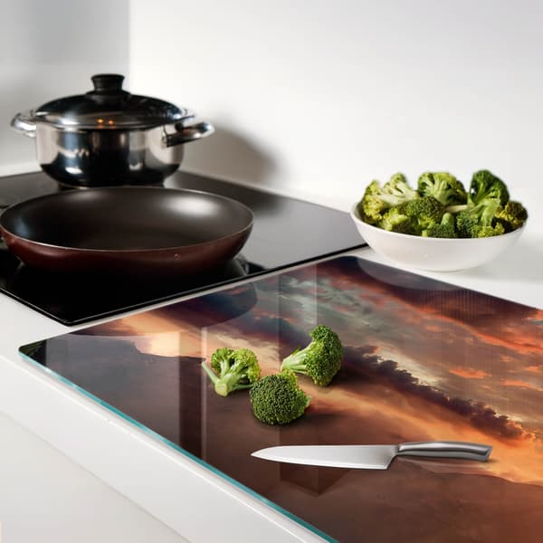 Skär- och serveringsbräda i glas, Sunset Mountain, 80x52 cm