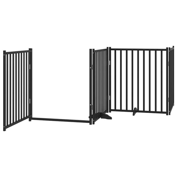 vidaXL foldbar hundegitter med dør 4 paneler sort 320 cm