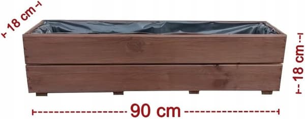 Urtepotte til altan, vindueskarm, rektangulær trætrug, Palisander 90x18 D27
