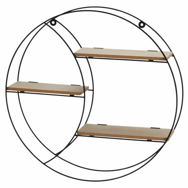 Musta pyöreä metallinen MDF-seinähylly 44 cm