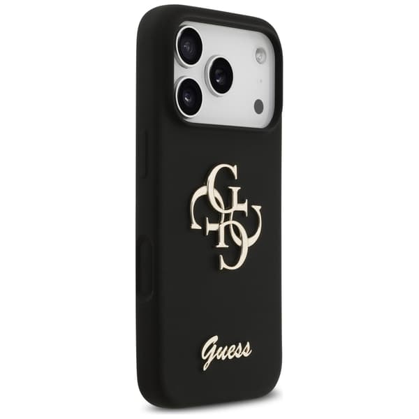 Guess Big 4G Script -silikonikuori iPhone 17 Prolle, musta