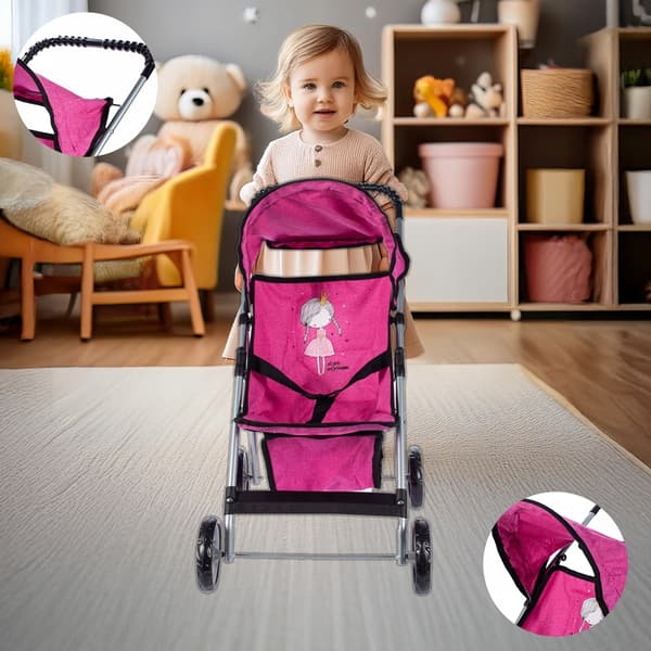 Sammenklappelig Prinsesse Dukkeklapvogn PINK X23