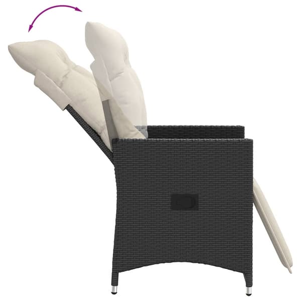 vidaXL havestol med hynder, sort polyrattan