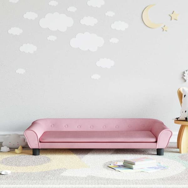 vidaXL Barnsoffa, rosa, 100x50x26 cm, sammet