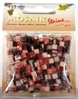 Mosaik marmorsten 5x5mm rød