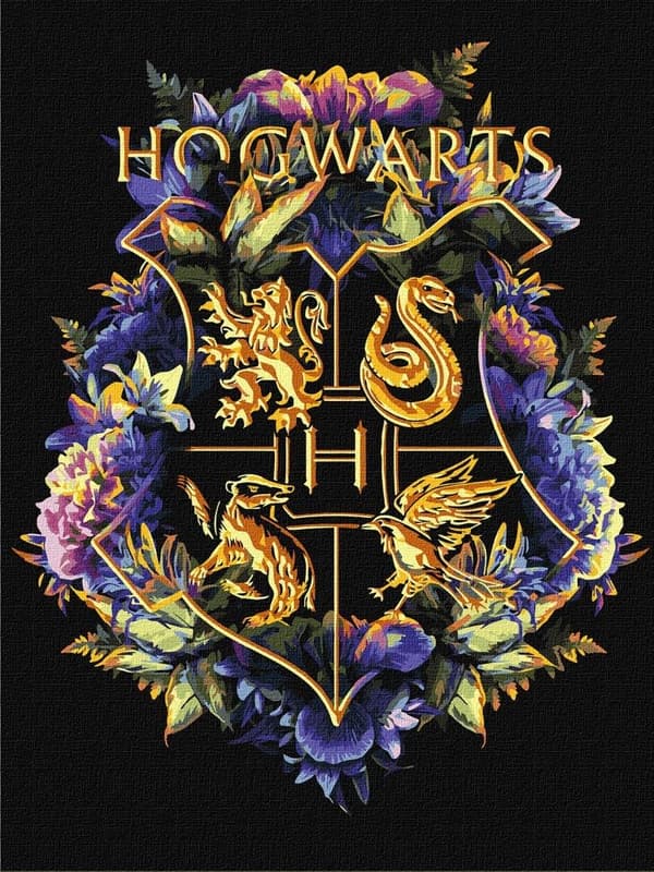 Maleri efter tal - Hogwarts våbenskjold metal 3040cm