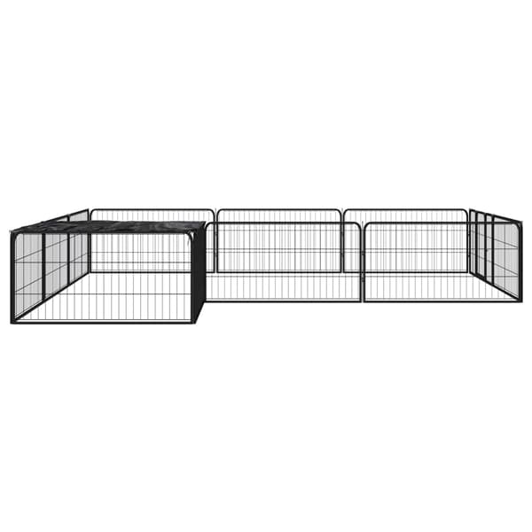 vidaXL hundebur, 12 paneler, sort, 100x50 cm, stål