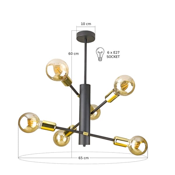 Kattovalaisin 6xE27 VELUM GOLD
