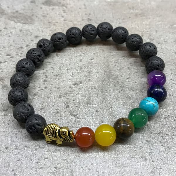 Boho vulkanstensarmband. Elefantchakra 01