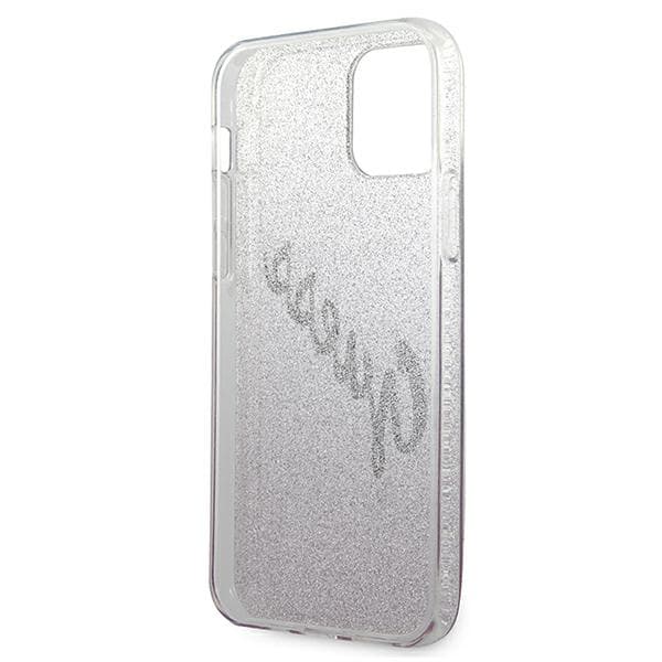 Guess Glitter Gradient Script -suojakuori iPhone 12 minille, pinkki