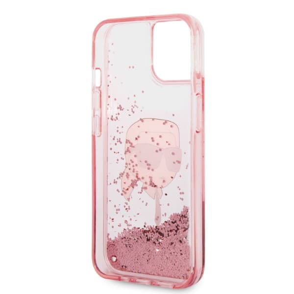 Karl Lagerfeld Glitter Karl Head-etui til iPhone 14 Plus, lyserød