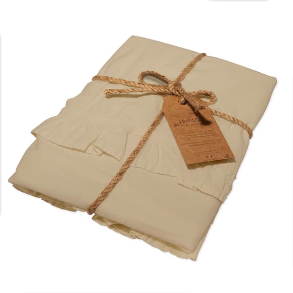 Örngott 40x40 med volanger, creme, set om 2