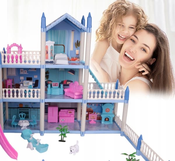[paczb][5] Stort dockhus Villa för barn + möbler U894