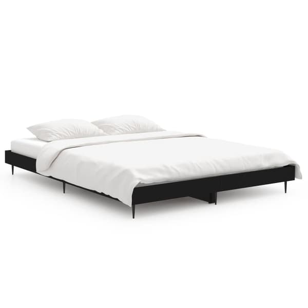 vidaXL sengestel sort 135x190 cm træbaseret materiale