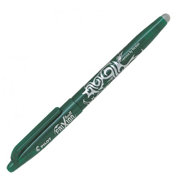 Sletbar rollerballpen. Pilot Frixion Ball Medium. Grøn.