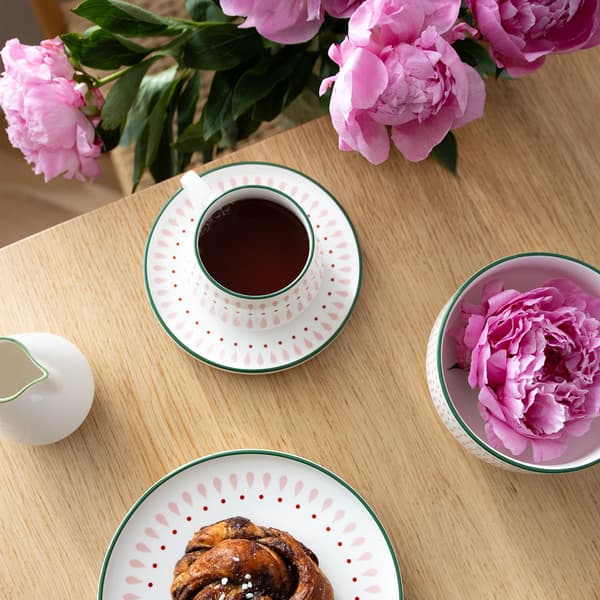 LEA porslinsfrukosttallrik 20 cm grönrosa DUKA