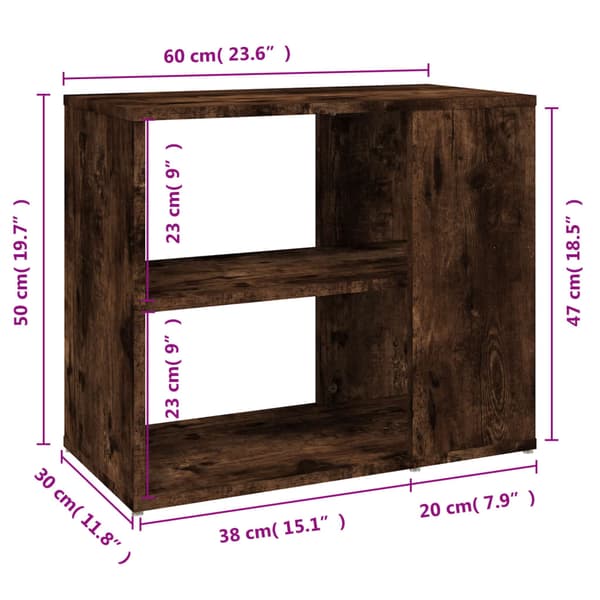 vidaXL sideskab røget eg 60x30x50 cm