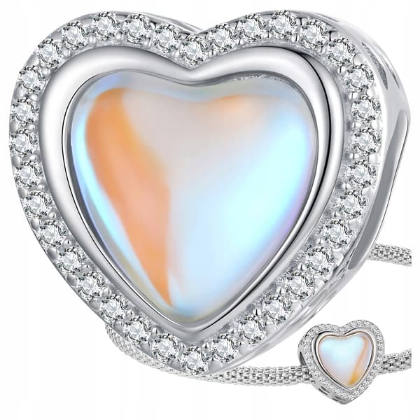 Opal hjärtberlocker silver 925 kärlekshänge pärlberlocker pr. S925
