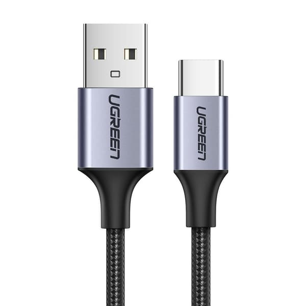 Flätad USB-kabel - USB-C snabbladdning 3.0 3A 0,5m grå
