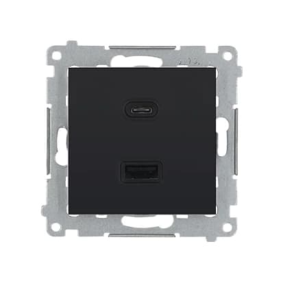 Simon 54 Dual USB Hurtigoplader 3.1A 5VDC Mat Sort