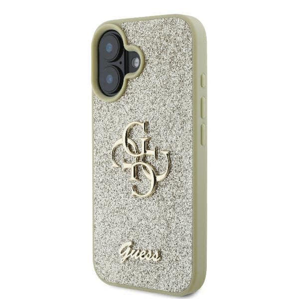 Guess Fixed Glitter Big 4G cover til iPhone 16 Plus, guld