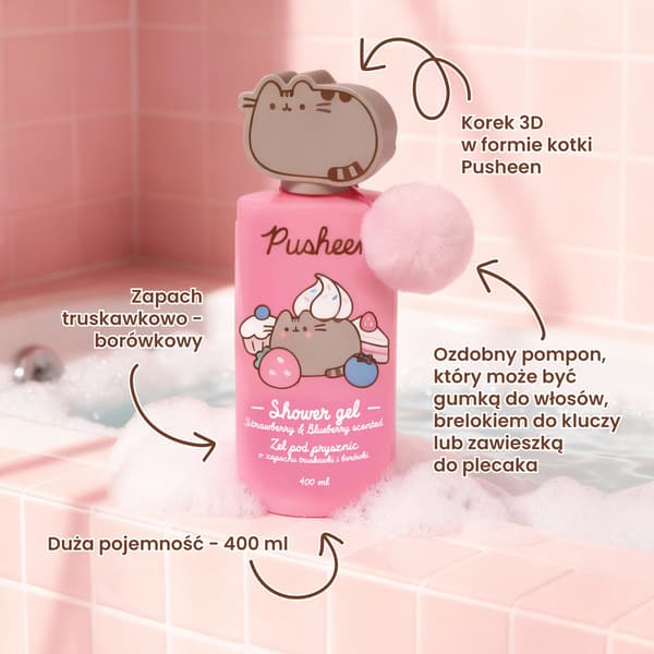 Pusheen duschgel med 3D-lock, 400 ml