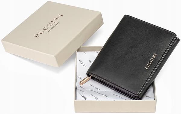PU38 Puccini Zen damplånbok i läder, presentask, äkta läder