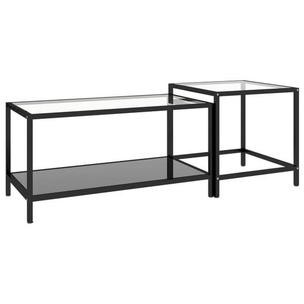 vidaXL teborde, sæt med 2, hærdet glas, sort