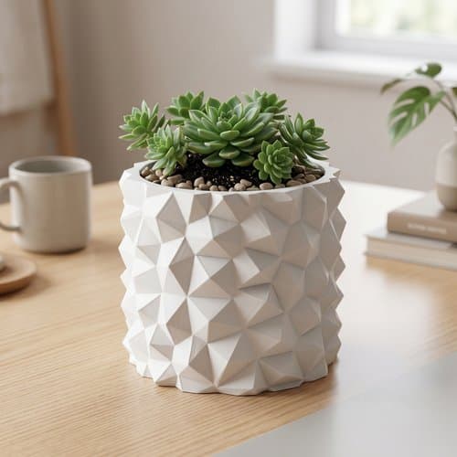 Moderne hvid urtepotte til planter, stenlook, minimalistisk