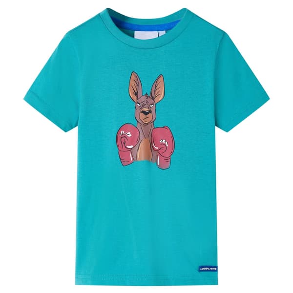 Barn-T-shirt med korta ärmar, mörk mintgrön, 140