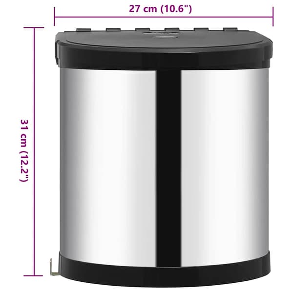 vidaXL indbygget affaldsspand, rustfrit stål, 12 l