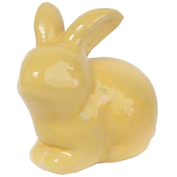 KERAMISK HAREFIGUR 20 CM GUL
