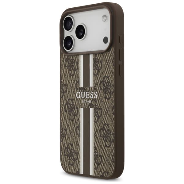 Guess 4G Printed Stripes MagSafe-etui til iPhone 17 Pro Max brunt